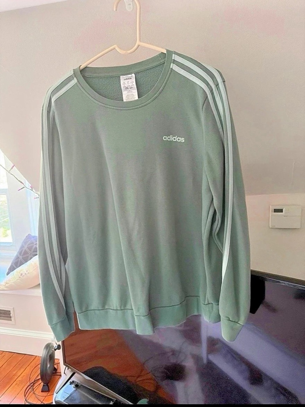 adidas Essentials 3-Stripes Fleece Sweatshirt Green XL